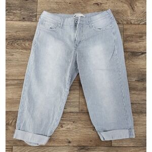 Levis Denim Pin Stripe Capris Length Jeans Pants Size 12 blue white 34 x 18